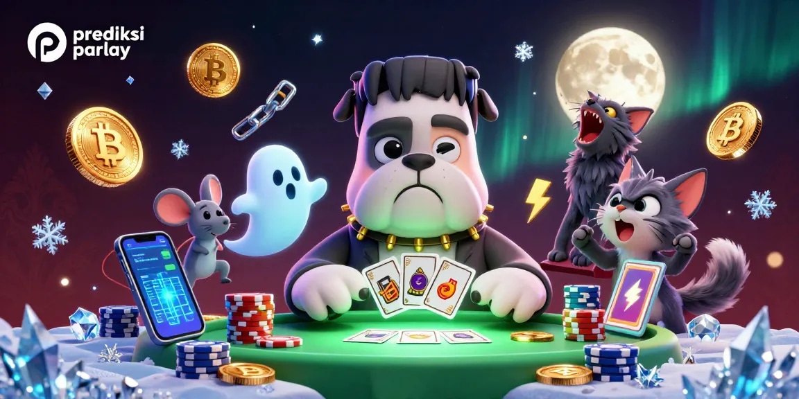 Experience prediksi parlay excitement with unique characters and casino elements in a vibrant 3D scene.