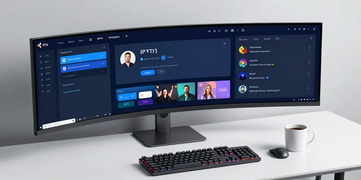 IPTV reseller software interface displayed on a modern desk setup with advanced tech features.