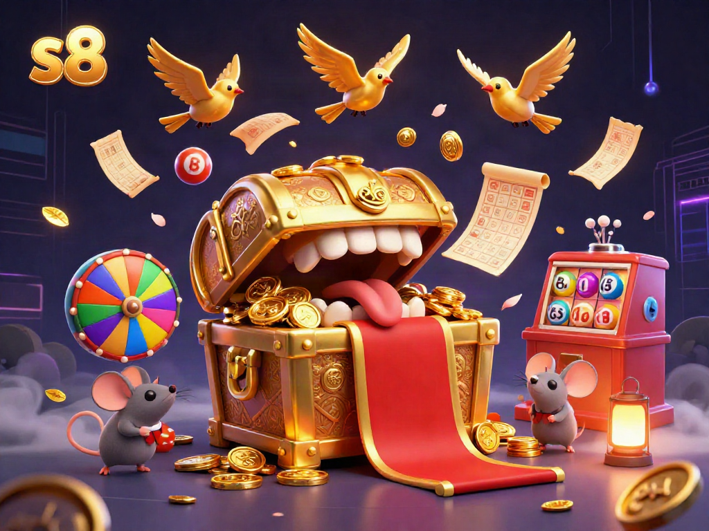 S8 captivates gamblers with vibrant lottery elements and a treasure chest full of riches.
