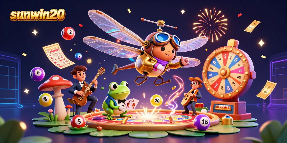 Enjoy sunwin20's vibrant online casino scene with jazz-playing crickets and a frog croupier.