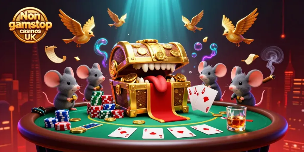Engage with Non gamstop casinos UK through an exciting 3D illustration showcasing the allure of gambling.