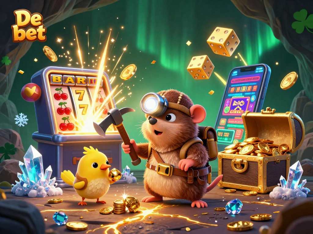 Win big at De bet with thrilling slots and animated treasure scenes full of coins and gems.