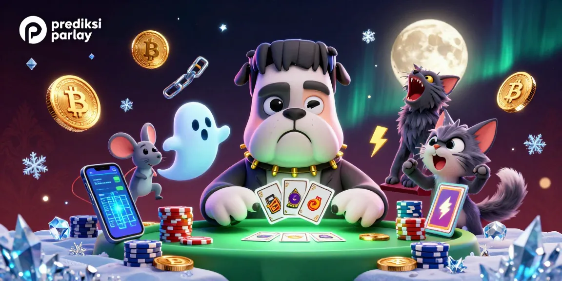 Experience prediksi parlay excitement with unique characters and casino elements in a vibrant 3D scene.