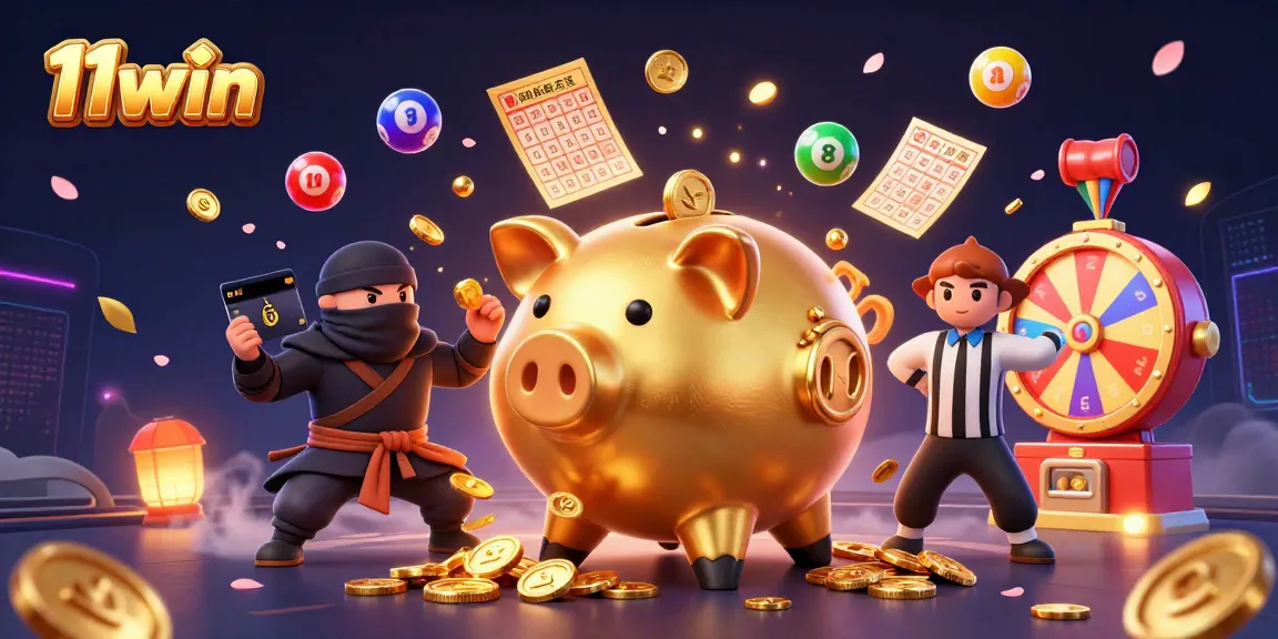 Experience gaming excitement with 11win in this vibrant 3D illustration of a thrilling casino scene.
