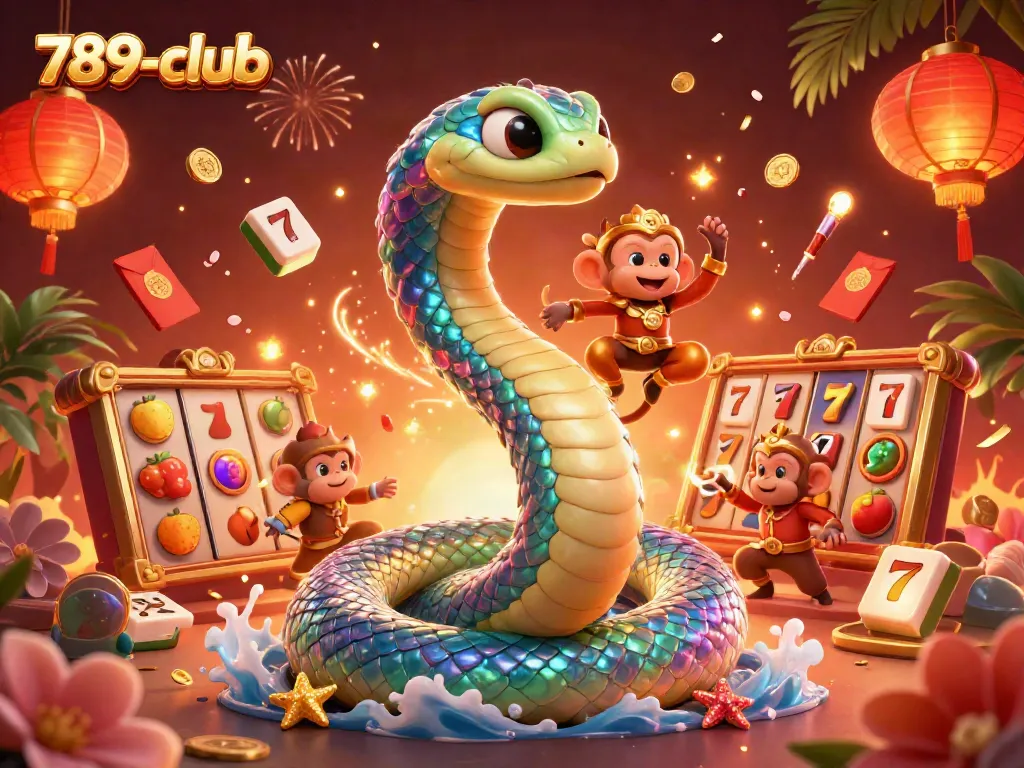 Engage in thrilling adventures at 789-club with a vibrant scene featuring a rainbow serpent and a monkey king.