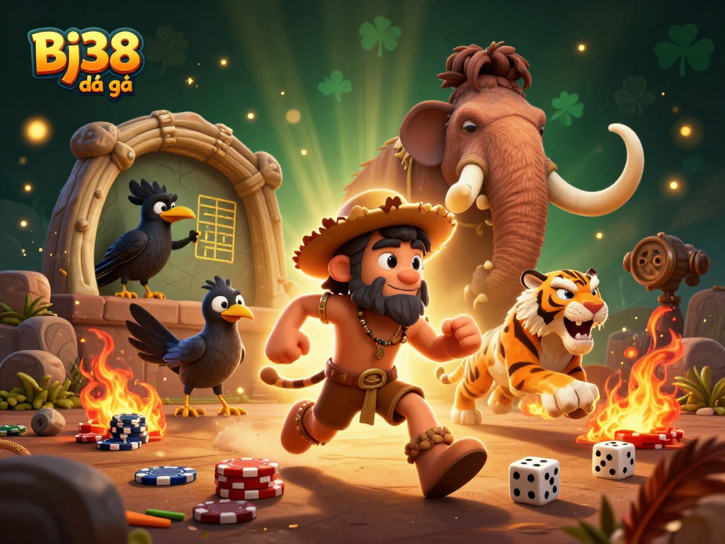 Experience thrilling cockfighting action at Bj38 đá gà with engaging characters in a vibrant casino setting.
