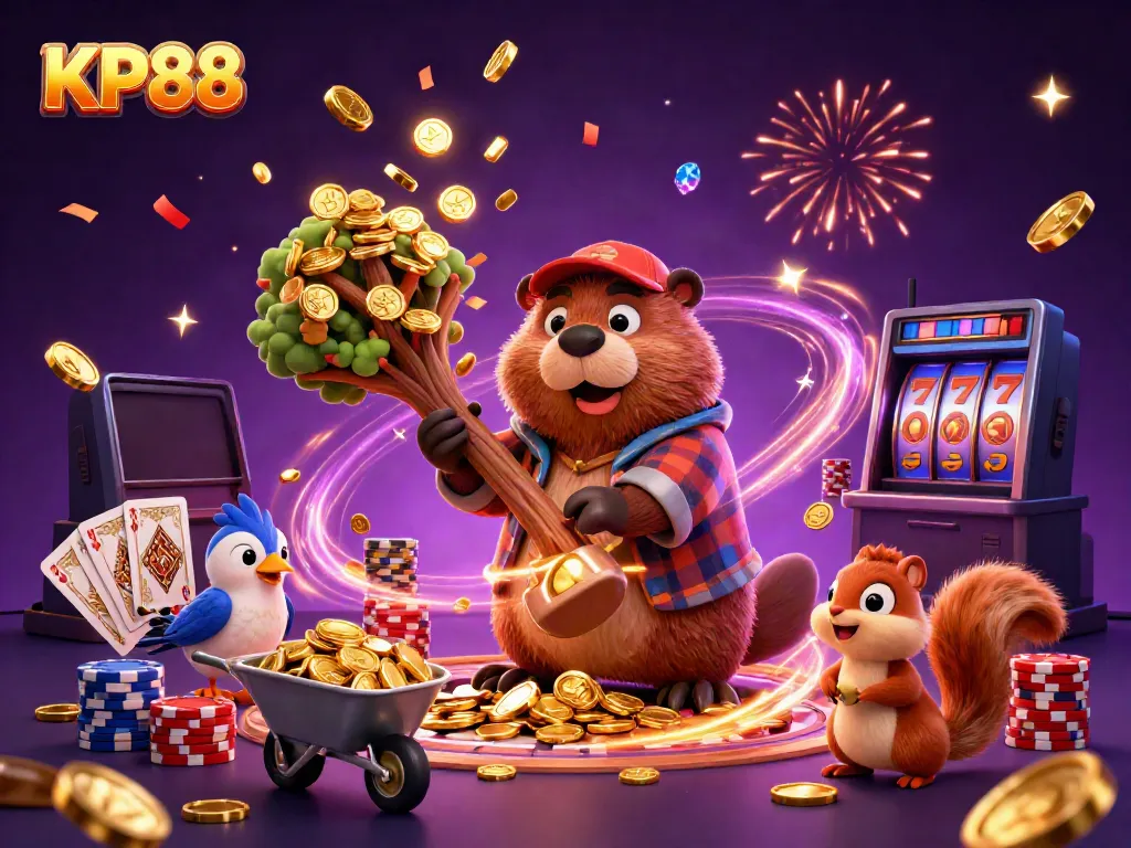 Experience thrilling wins at KP88 casino with golden coins raining down and exciting gaming elements.