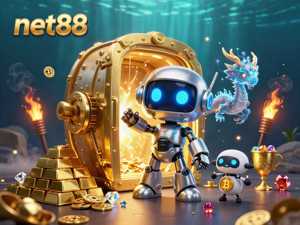 Experience thrilling bets and wins with net88 in an ultra-detailed casino adventure illustration.