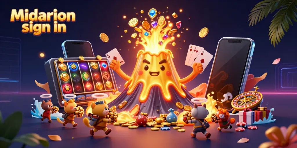 Engage in casino fun with Midarion sign in, a scene filled with treasures and games.