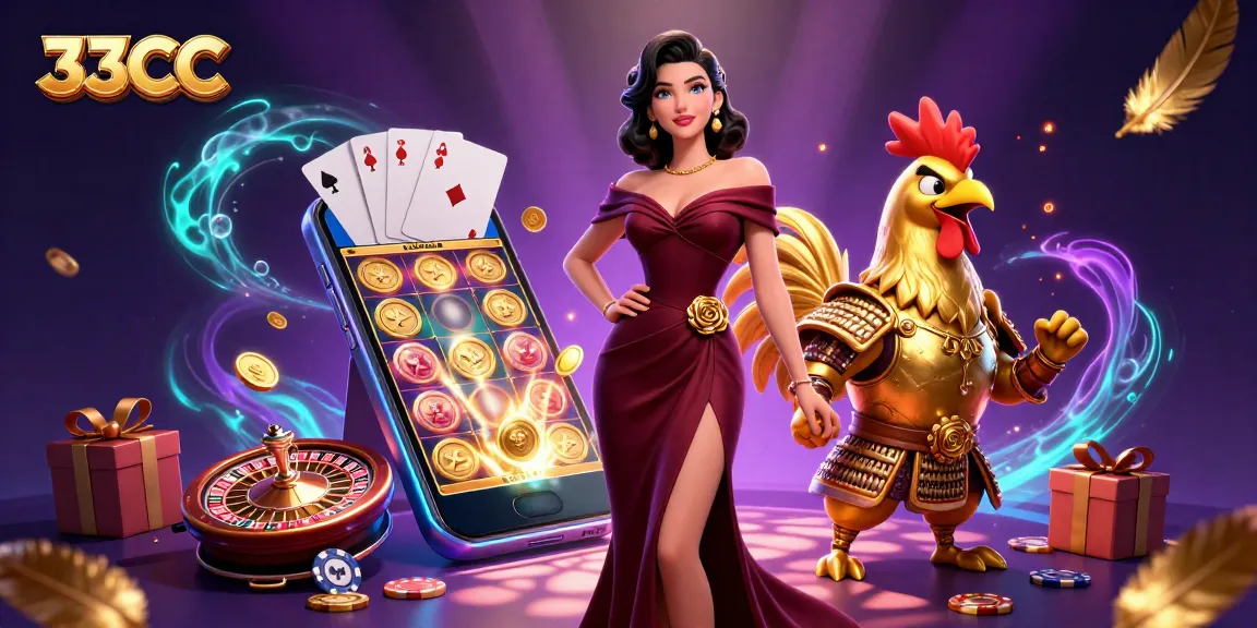 Experience thrilling gameplay on 33CC with stunning visuals of slots and casino elements.