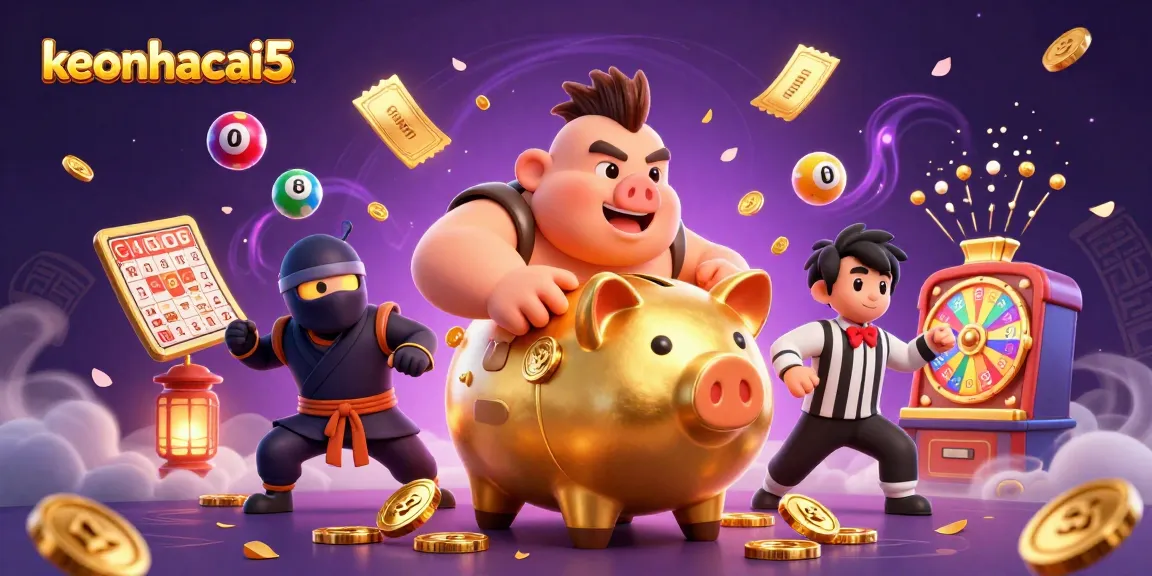Engage with keonhacai5 as the golden piggy bank sumo wrestler dominates the gaming scene.