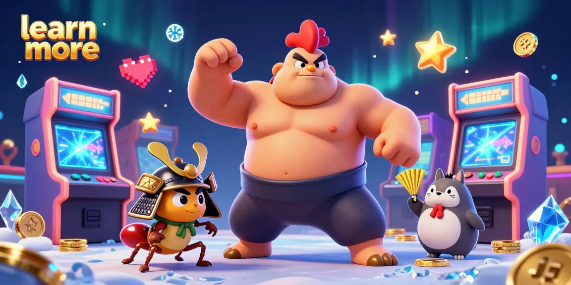 Learn more while experiencing an energetic casino scene with a powerful sumo wrestlers and vibrant gaming elements.