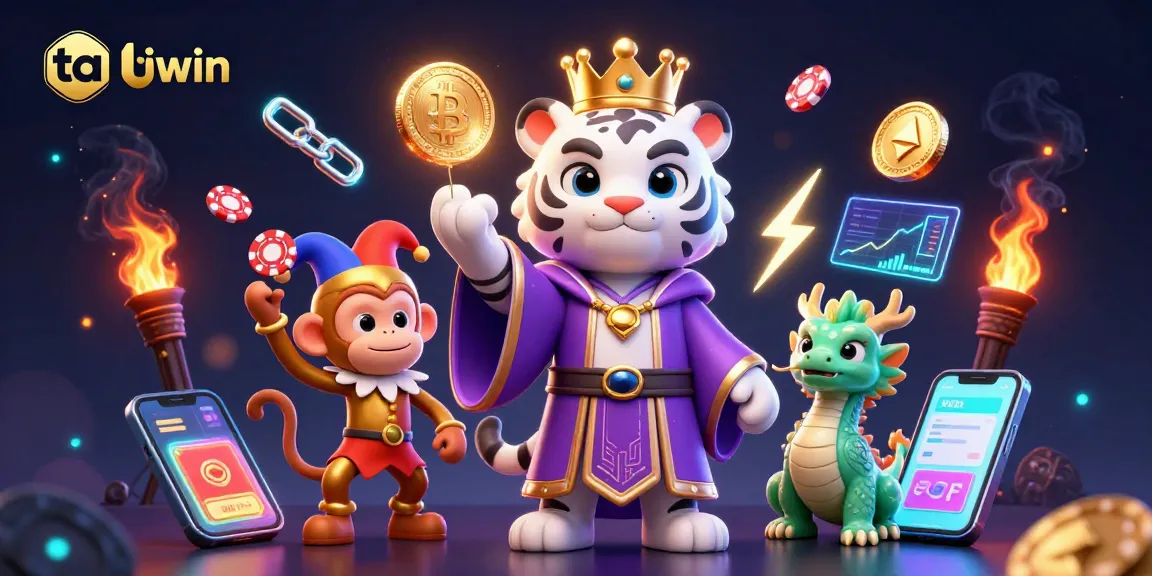 Experience the excitement of tai iwin with vibrant game elements and dynamic characters in this lively 3D illustration.